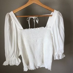 White Square Neck Top